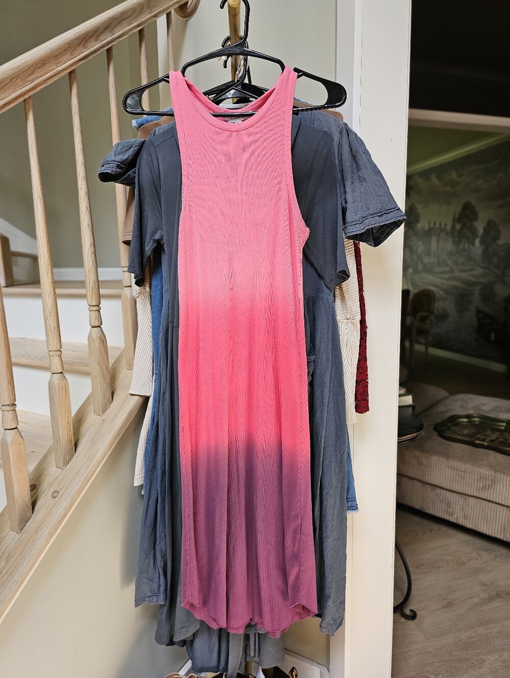 Young Fabulous & Broke Robbie Tie Dye Ribbed Tank Midi Dress Pink Purple Ombre - Picture 4 of 10